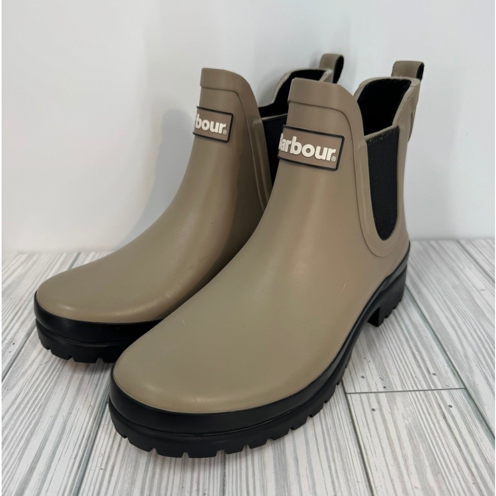 Barbour Mallow Waterproof Chelsea Rainboots Lt Trench Black Women's Size‎ 5